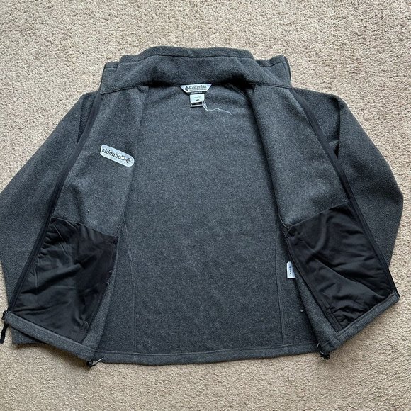 Columbia Jacket Mens Large Grey Full Zip Mock Neck Fleece Pockets Athletic - Picture 3 of 12